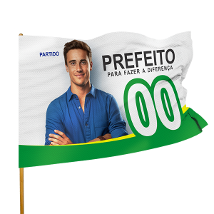 Bandeira Tecido de Poliéster 75x50cm 4x0 Sem verniz Bainha e bastão de madeira. 
