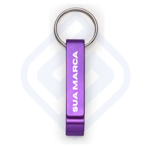 Chaveiro abridor roxo personalizado Metal 6,5cm x 1,5cm x 1,5cm Roxo  Gravação a laser 