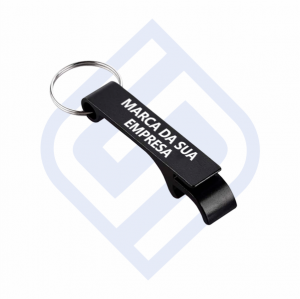 Chaveiro abridor preto personalizado Metal 6,5cm x 1,5cm x 1,5cm preto  Gravação a laser 