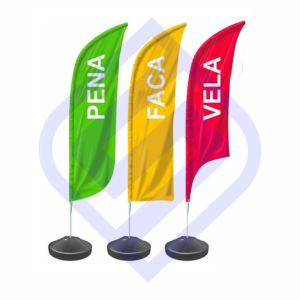 Wind Banner Pequeno completo Tecido de poliester + arte de ferro + base plastica 200x60cm 4x4  Cortura + Ilhós 